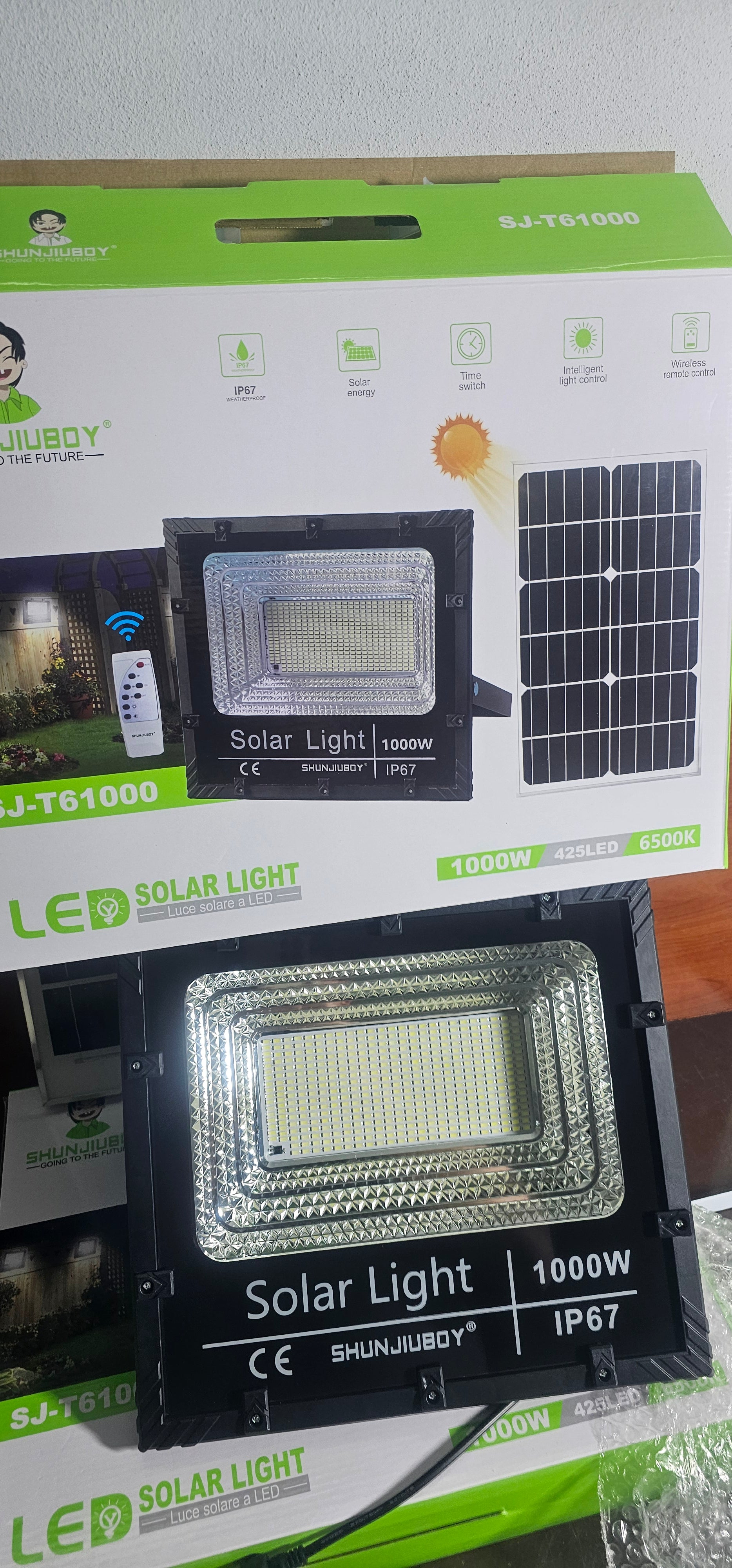 Promo💥faro solare 1000 watt completo di pannello staffe e telecomando ( spedizione gratuita)