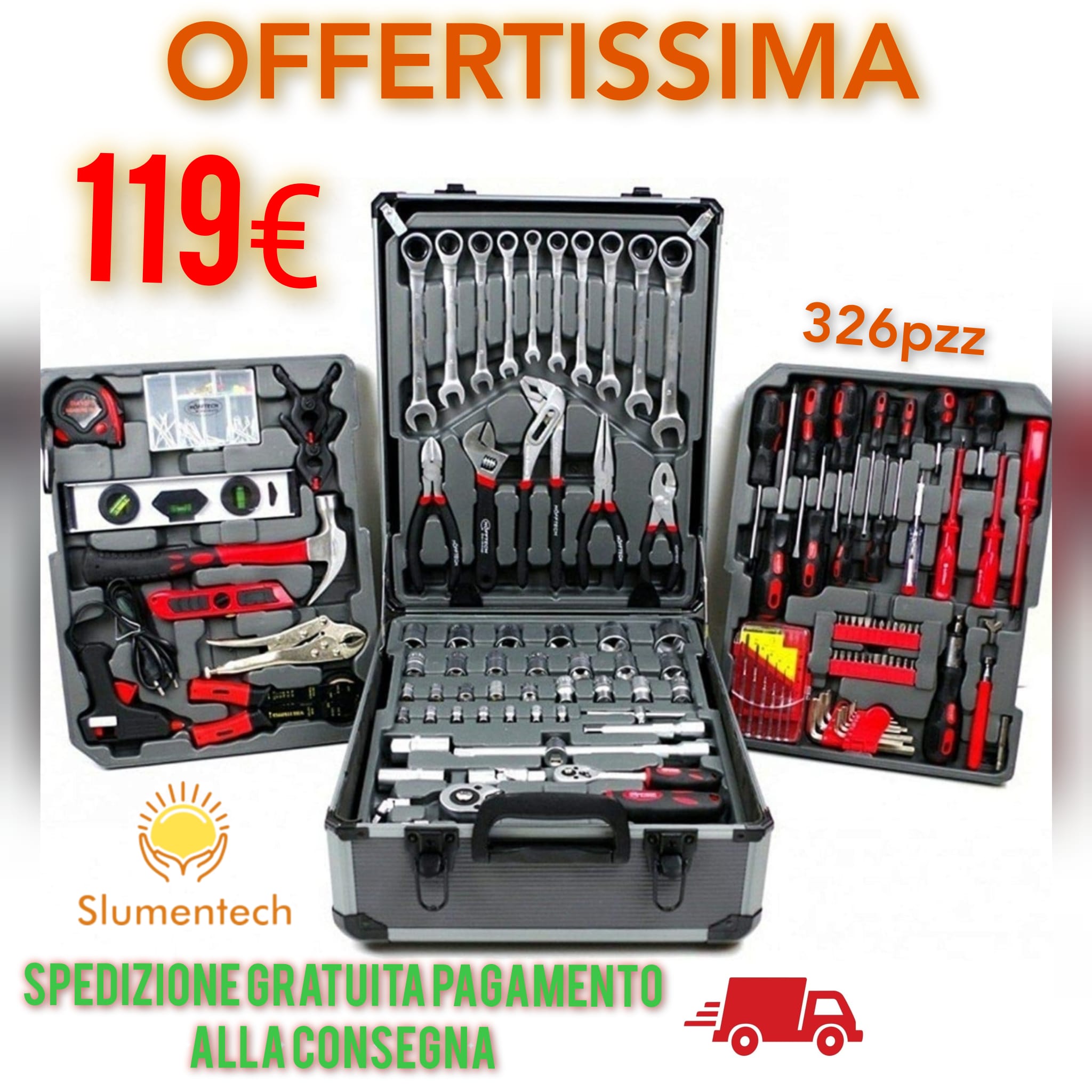 OFFERTA TROLLEY 326 PEZZI CON CHIAVE A CRICCHETTO