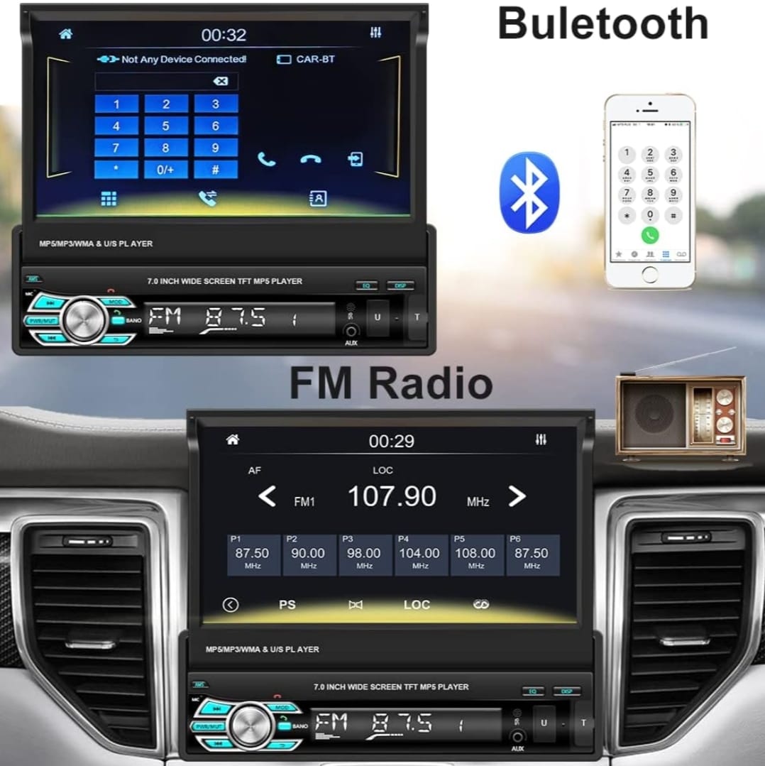 AUTORADIO 1 DIN MOTORIZZATO (UNIVERSALE)  DISPLAY 7POLLICI