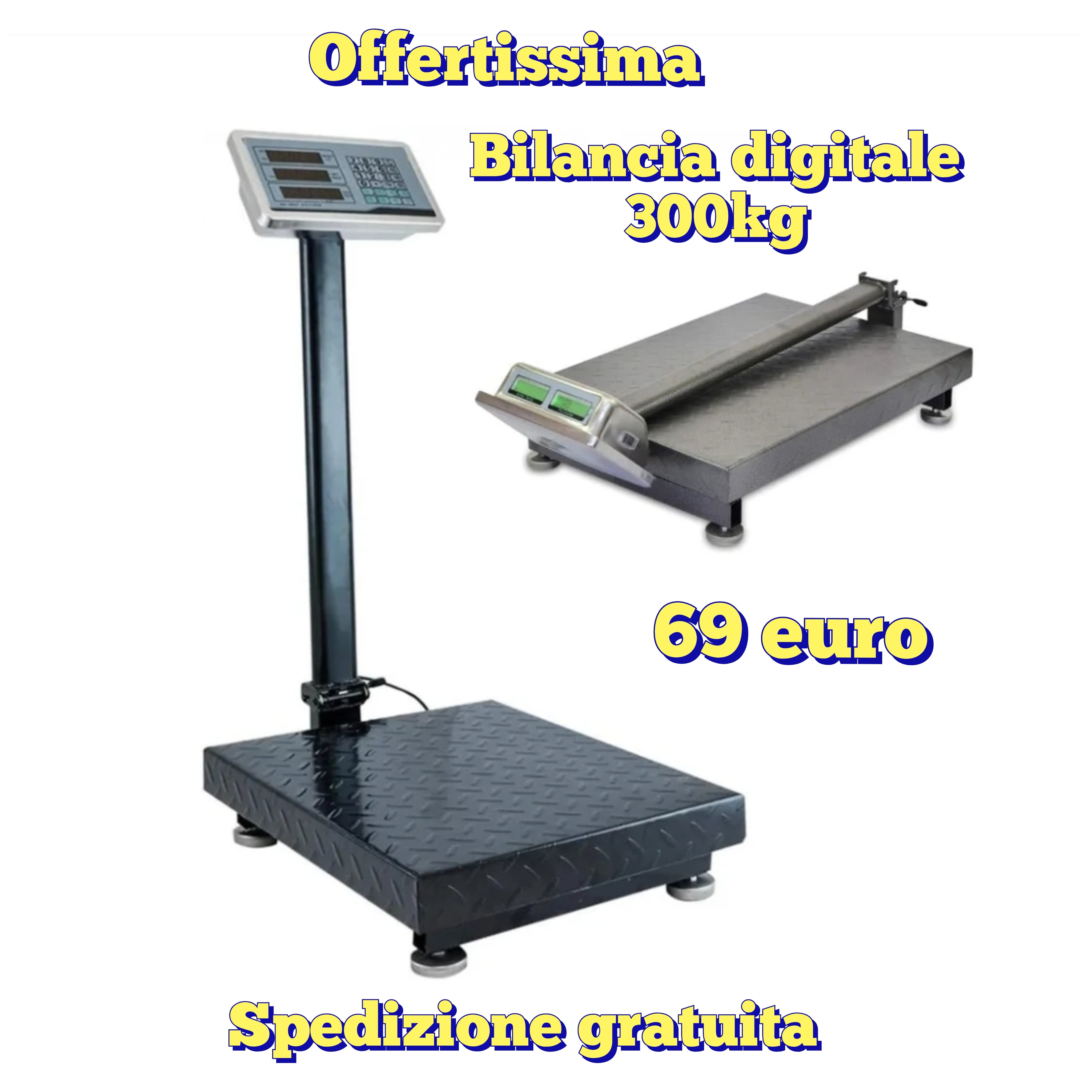 Bilancia Digitale Elettronica, Professionale da 300 Kg con Display Bilancia Industriale Ricaricabile per Utilizzo in Negozi, Abitazioni, Aziende