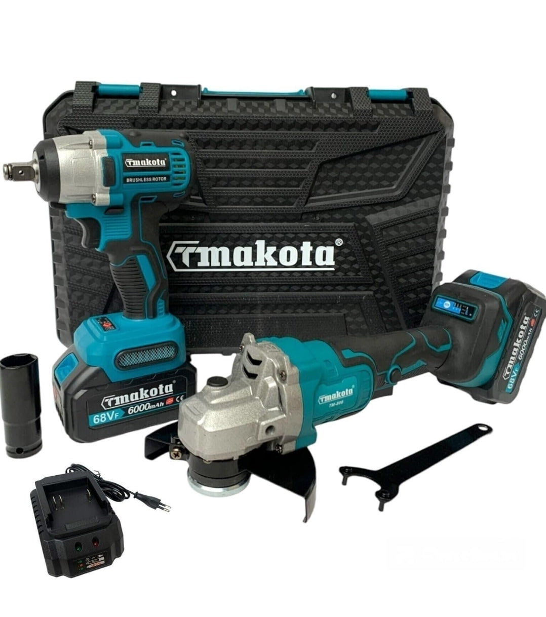 Kit 2 in 1 Avvitatore a impulsi Svitabulloni + Smerigliatrice a Batteria 68V