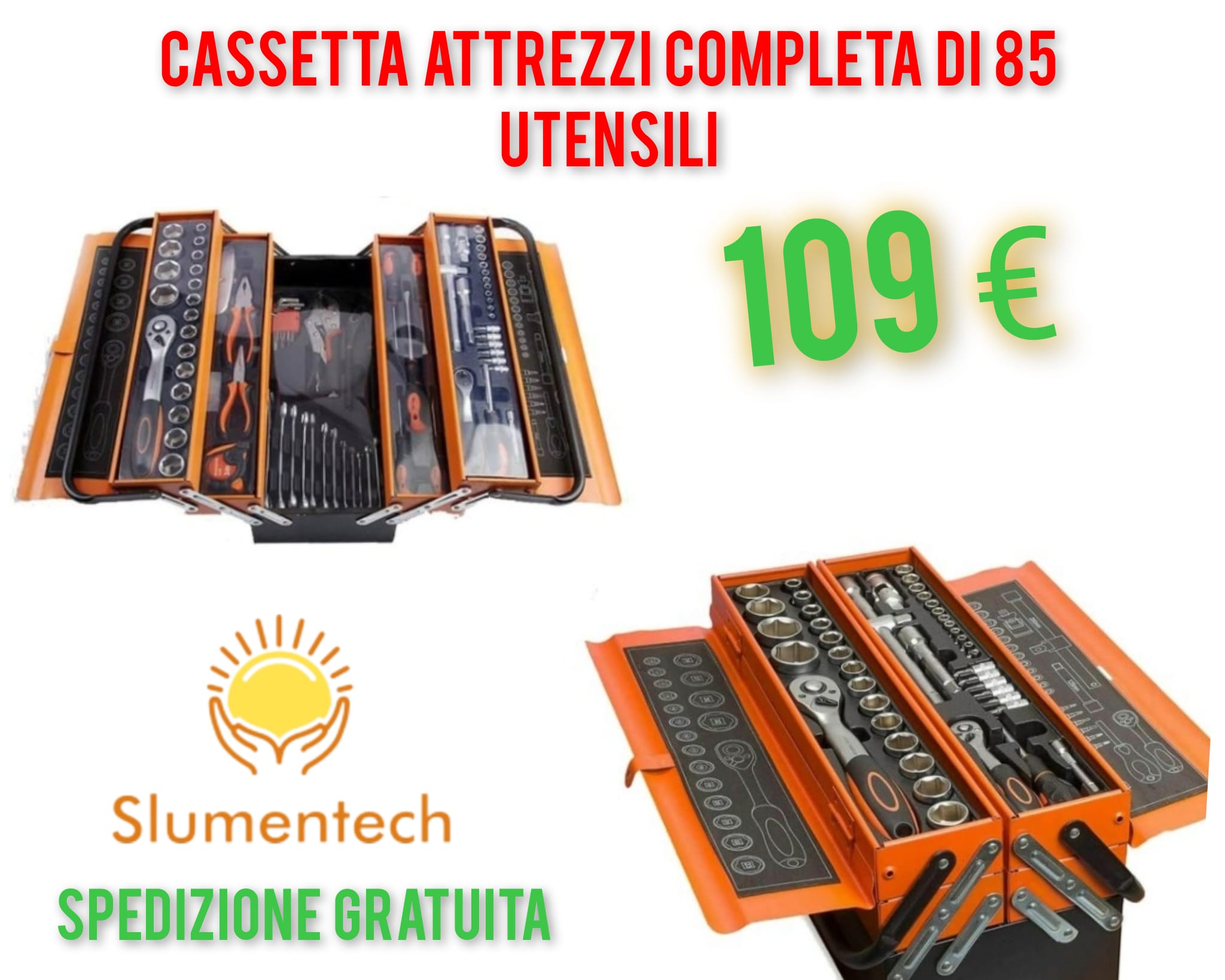 OFFERTA CASSETTA ATTREZZI A 5 SCOMPARTI CON 85 UTENSILI – Slumentech